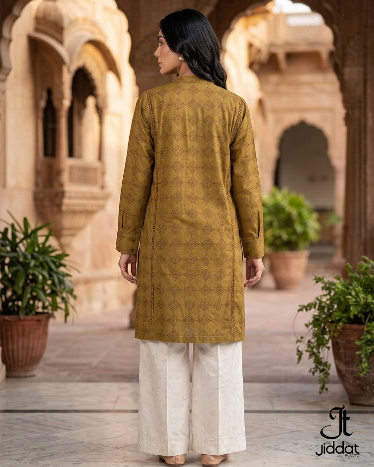 Cambric Lawn Shirt Casual (Olive, 1Pc)