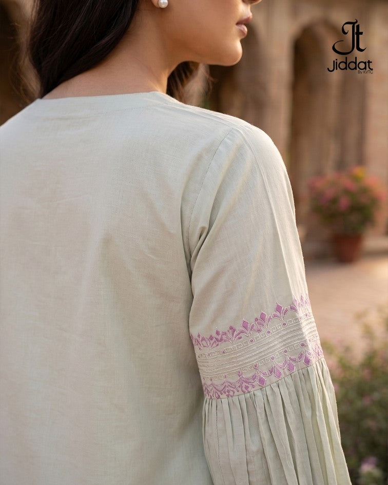 Cambric Lawn Kurti Casual and Semi Formall (Ice Green, 1Pc)
