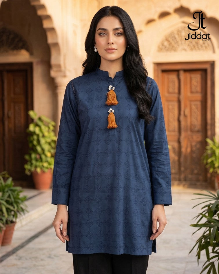 Cambric Lawn Shirt Casual (Navy Blue, 1Pc)