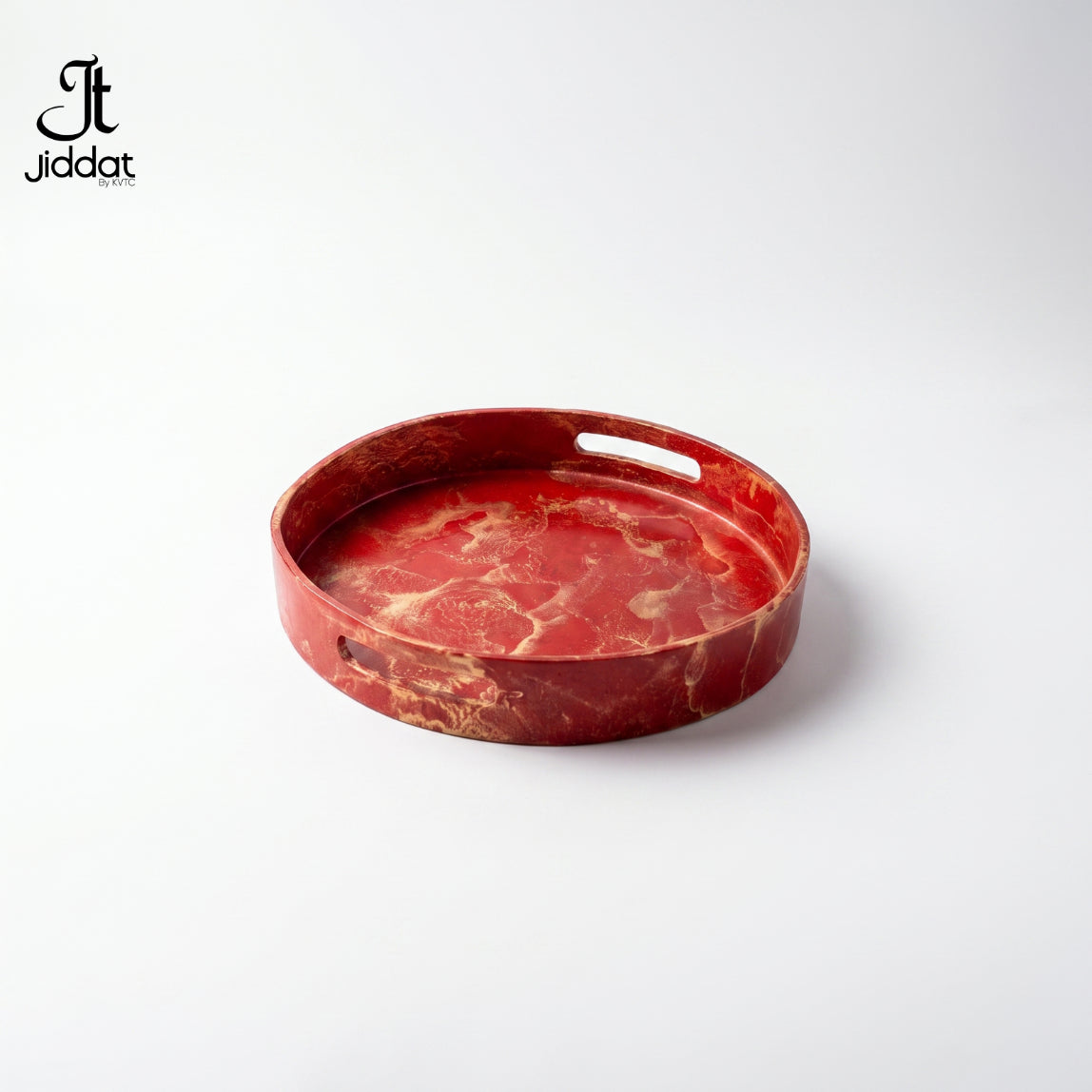 Handcrafted Woodworking Round Tray Small Red