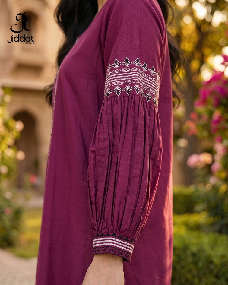 Cambric Lawn Kurti Casual and Semi Formall (Magenta, 1Pc)