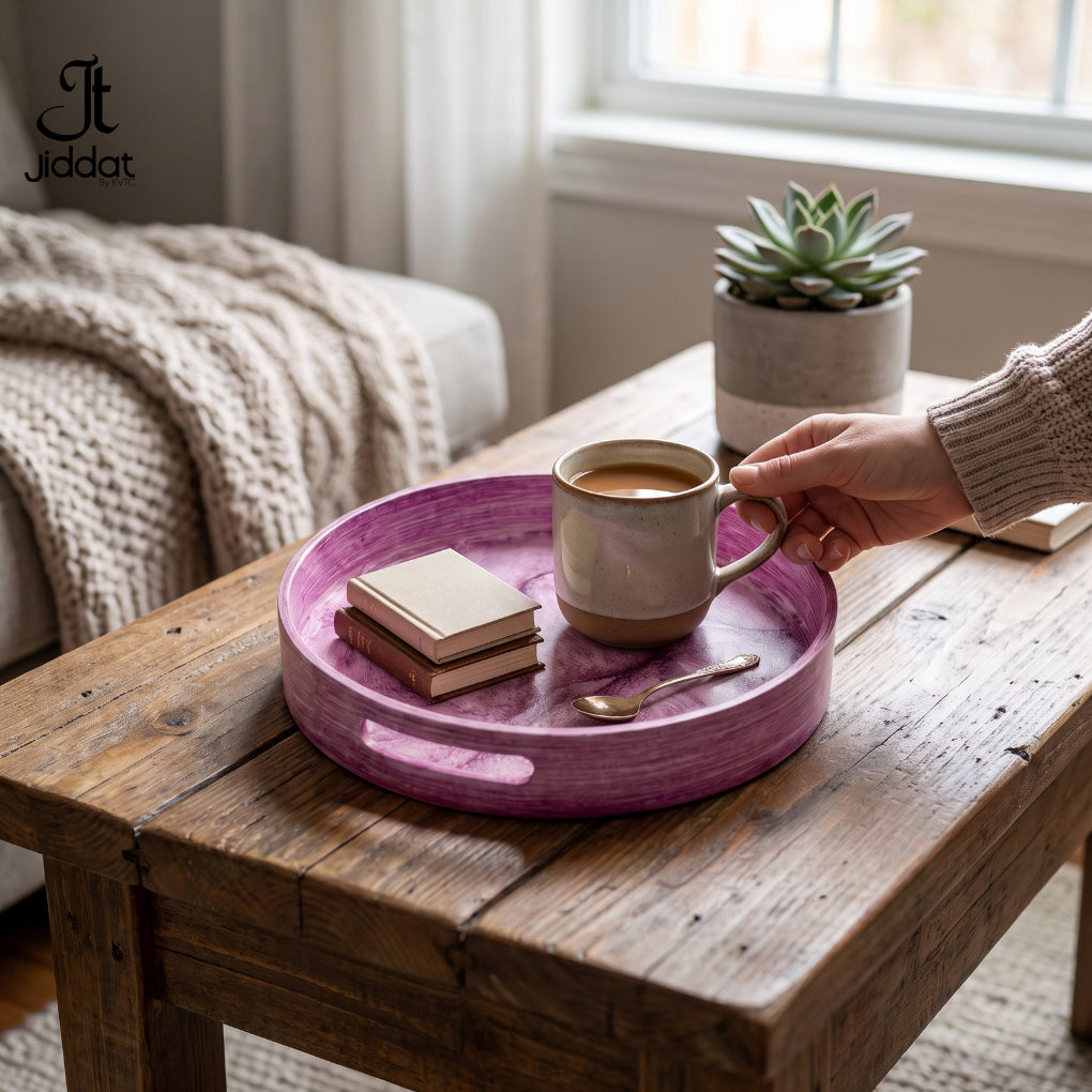 Handcrafted Woodworking Round Tray Small