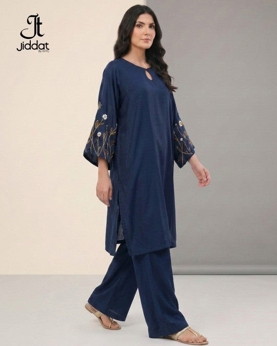 Semi-formal Hand Embroidery Navy Blue 2PC (Shirt and Pant)