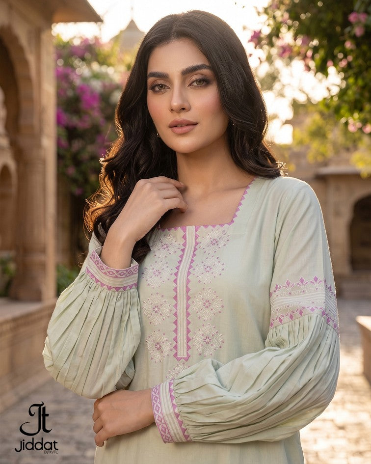 Cambric Lawn Kurti Casual and Semi Formall (Ice Green, 1Pc)