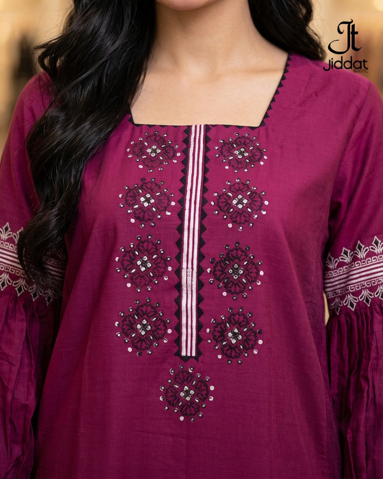 Cambric Lawn Kurti Casual and Semi Formall (Magenta, 1Pc)