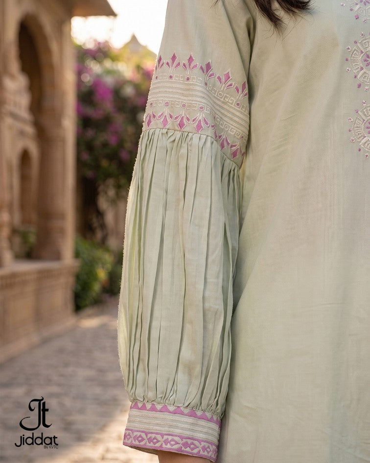 Cambric Lawn Kurti Casual and Semi Formall (Ice Green, 1Pc)