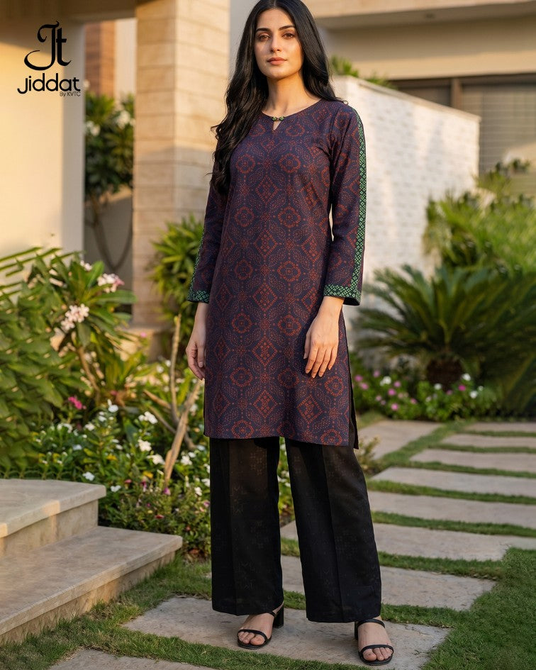Cotton Silk Shirt Casual and Semi Formal (Navy Blue)