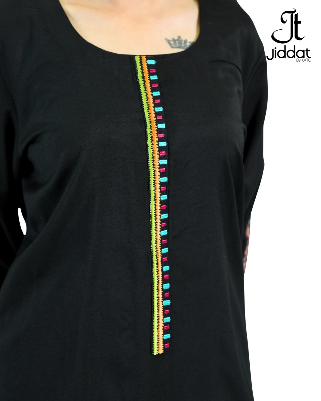Loose Fitted bell sleeves Kurti Geometrical Embroidery