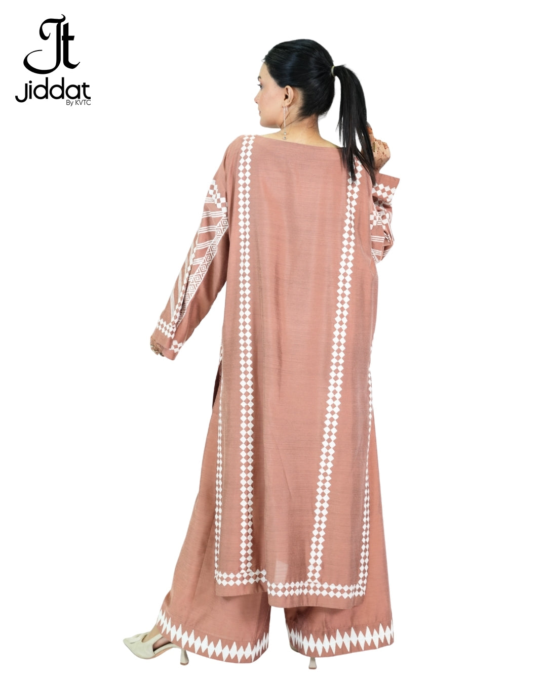 2 Piece Suit Long Straight with bell sleeves and bell Bottom