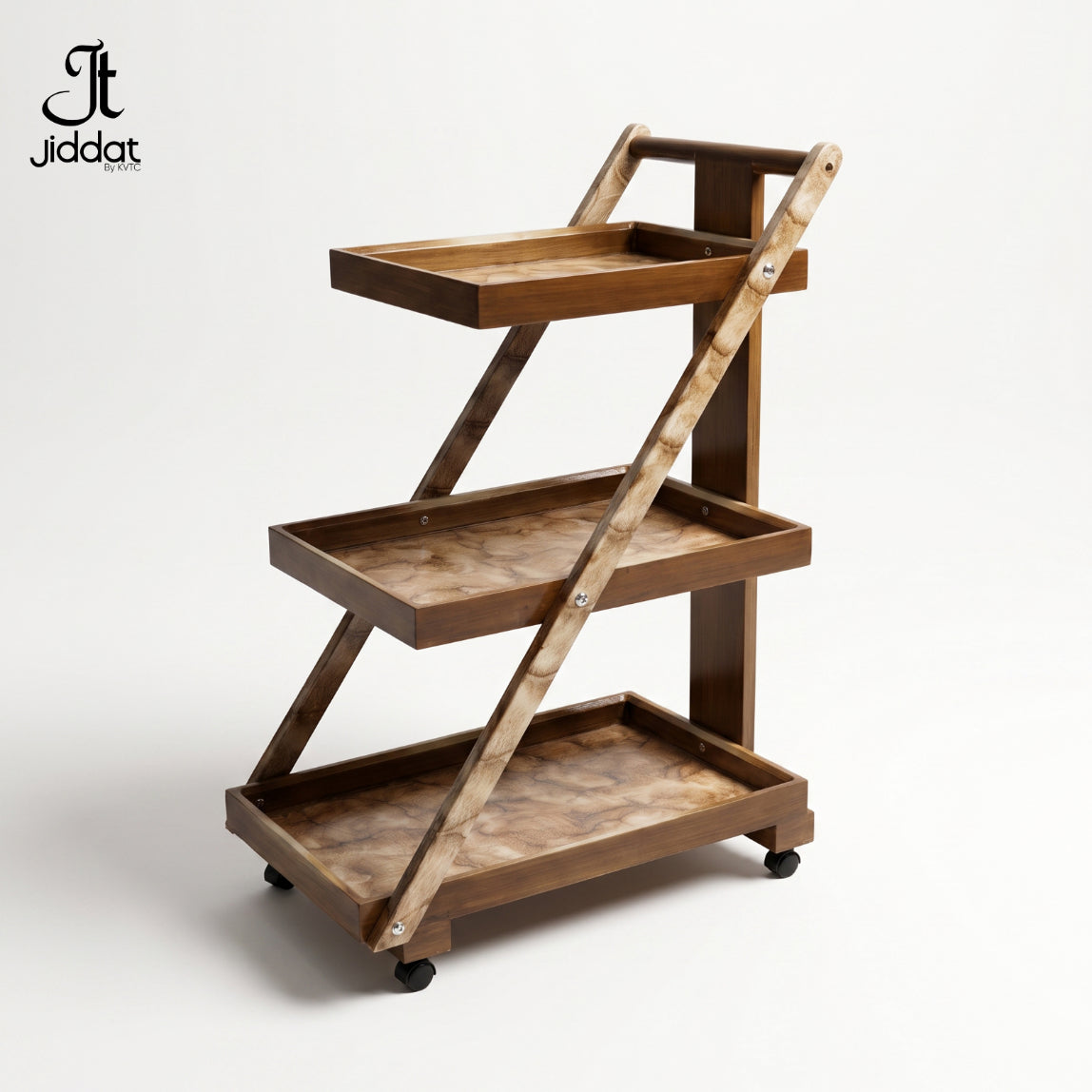 Handcrafted Woodworking  3-Tier Tea Trolley