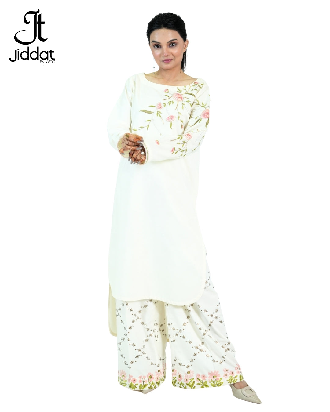High&Low Shirt with Round hemline / Flared Pant