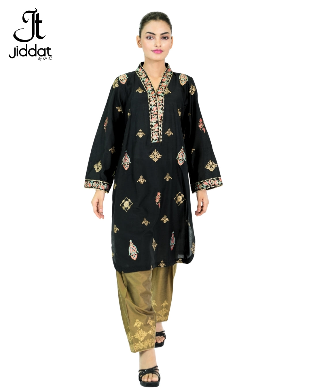 Loose fitted round hemline shirt with Shalwar