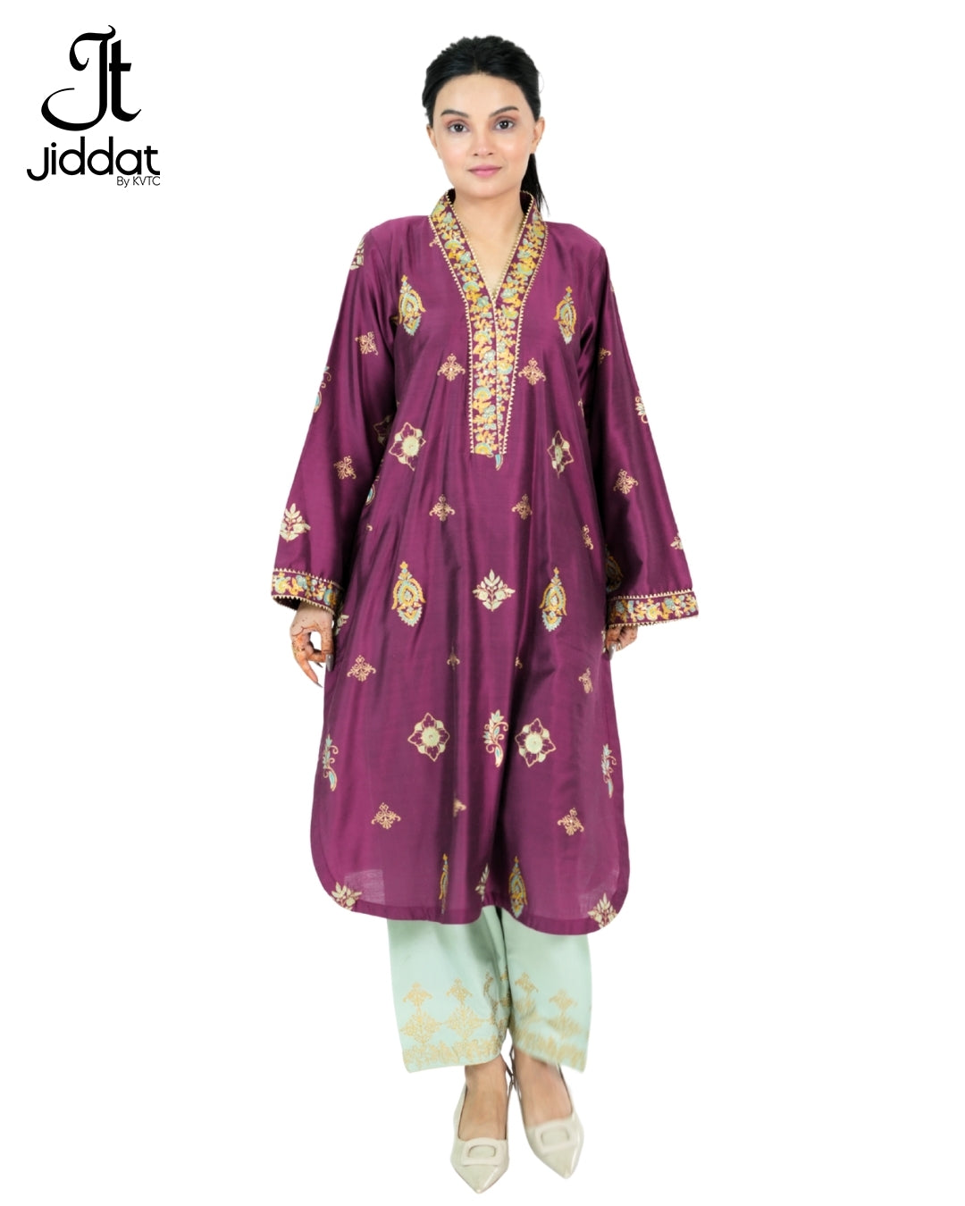 Loose fitted round hemline shirt with Shalwar