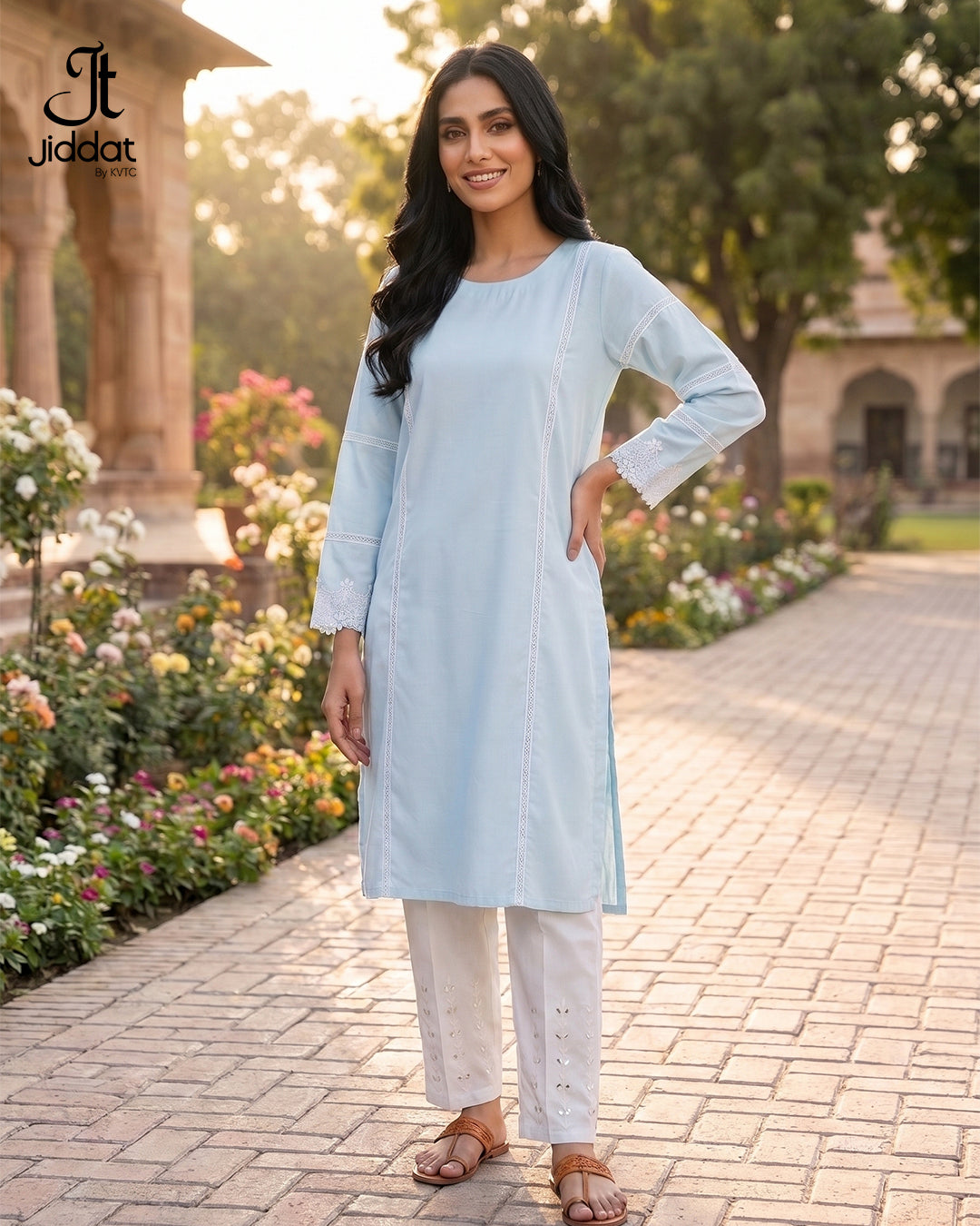 Cambric Lawn Shirt Casual and Semi Formal ( Ice Blue, 1Pc)