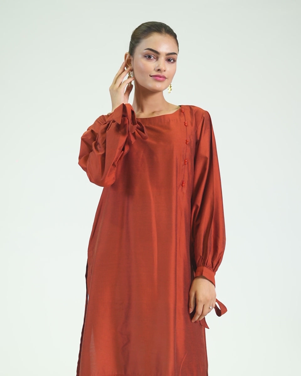 Loose fitted Shirt with bell bottoms with White Pants Bow Style