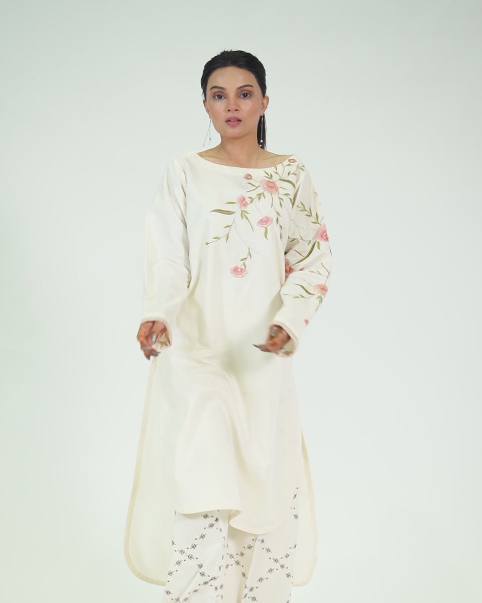 High&Low Shirt with Round hemline / Flared Pant